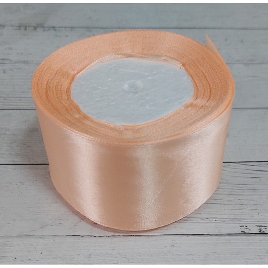 ОПТ Ленты атласные однотонные 5 см*25 ярдов цв. персиковый, цена за катушку